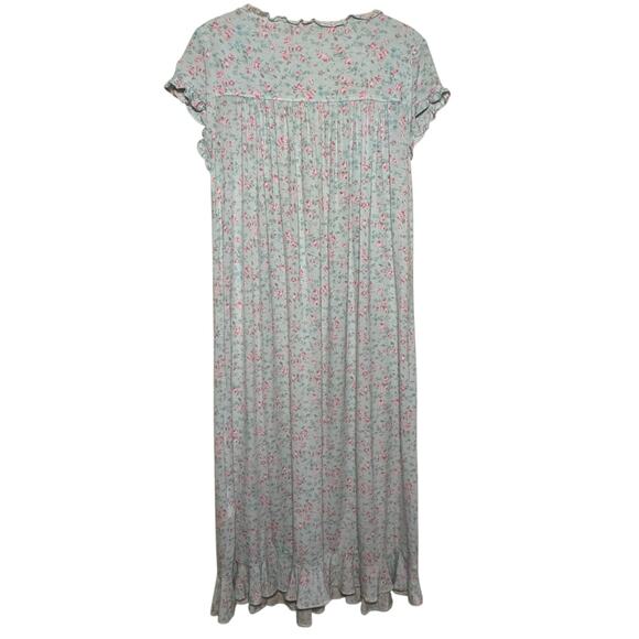 Eileen West Lace Trimmed Cap Sleeve Floral Midi Length Night Gown Size XS - Picture 5 of 8